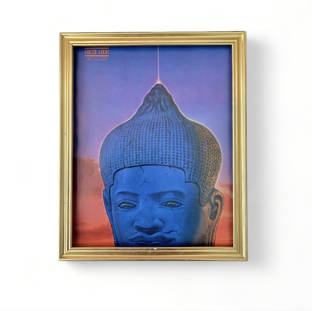 8x10 Vintage Blue and Gold Framed Art Print